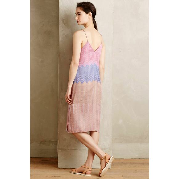 New Anthropologie Morgan Carper Chevron Stripe Slip Dress $168 Size Medium - Picture 2 of 7